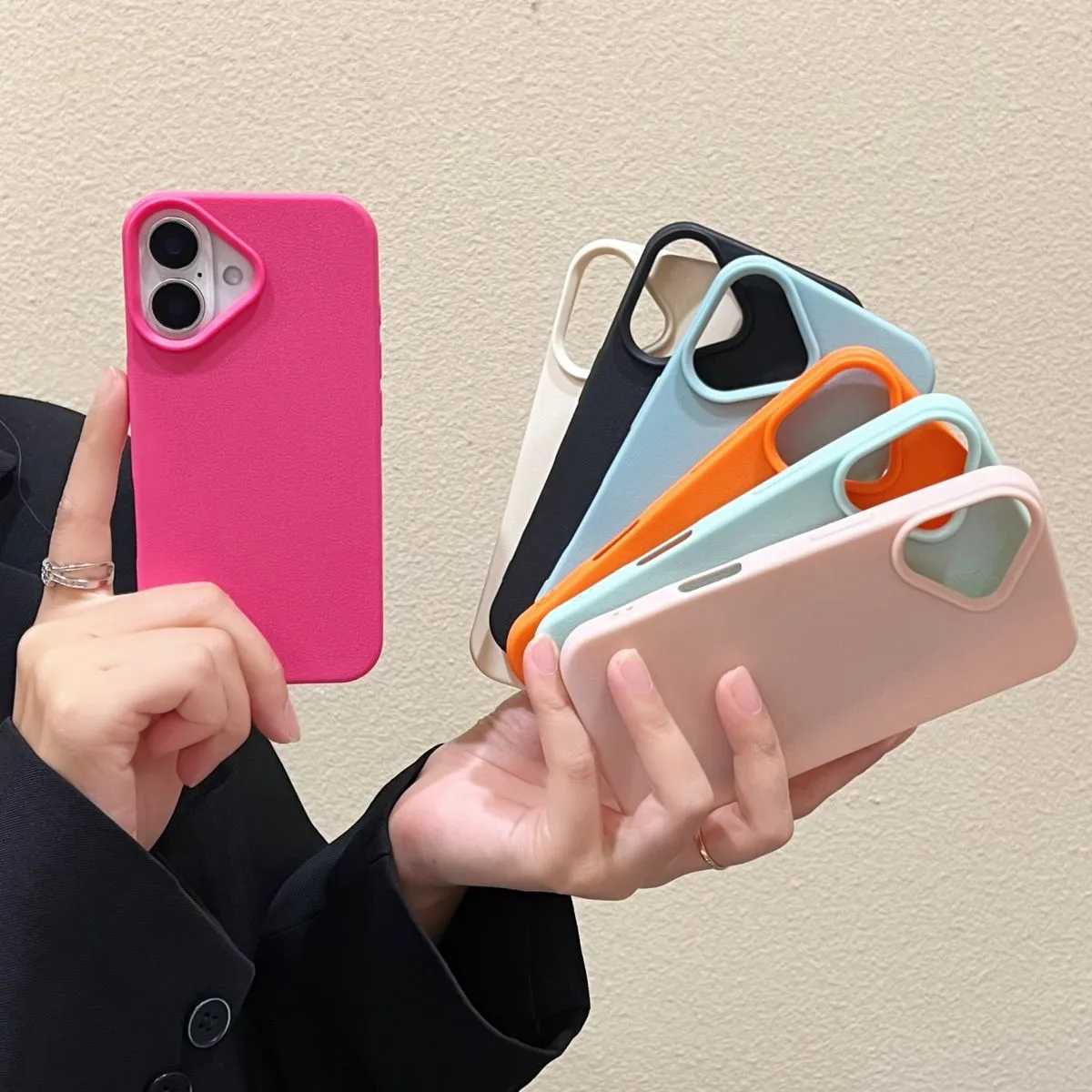 Solid Color Pebbled Leather Texture Case for iPhone 16 Pro Max, Soft TPU Bumper Cover Compatible with 15 Pro Max & 14 Pro Max, Shockproof Protective Shell